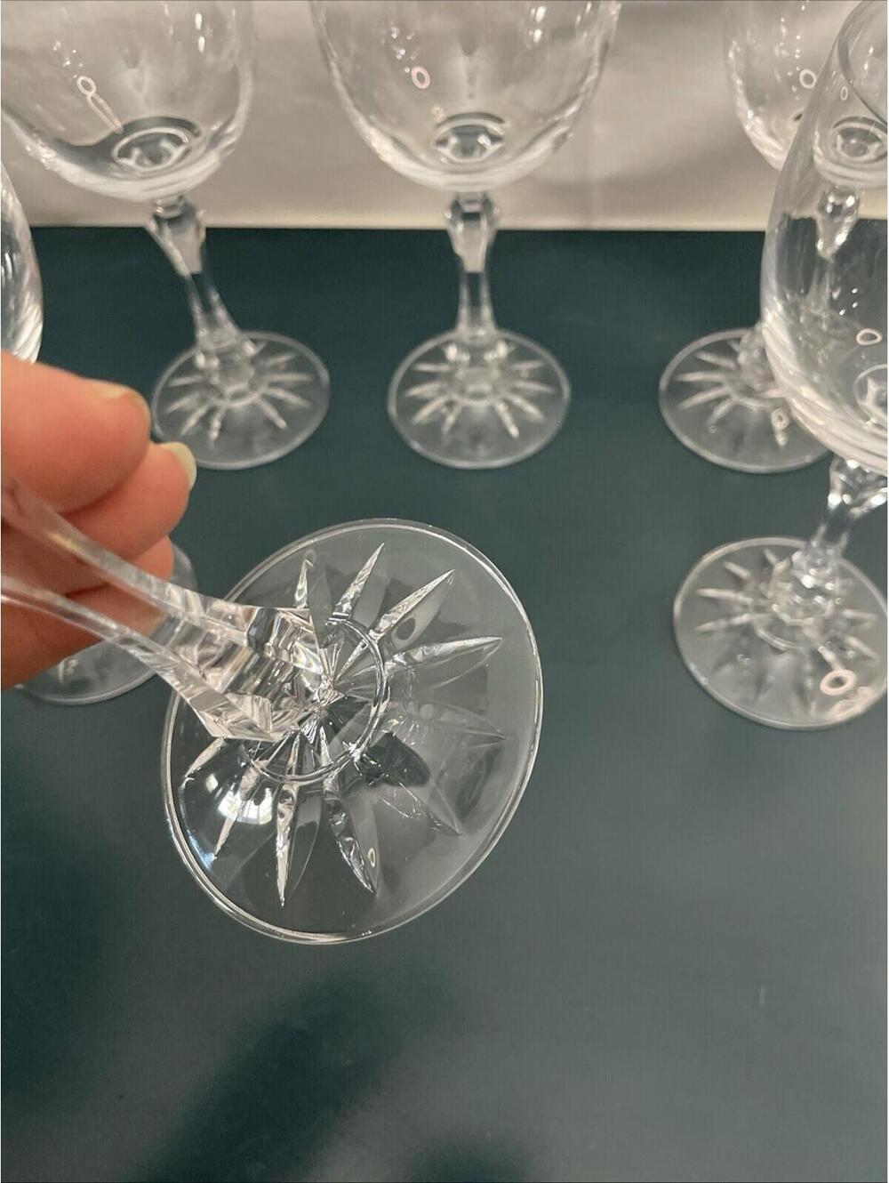 Set Of 6 Wine Goblet Glass Towle Austrian Crystal Fantasy Pattern 7 3/8" - Picture 8 of 9